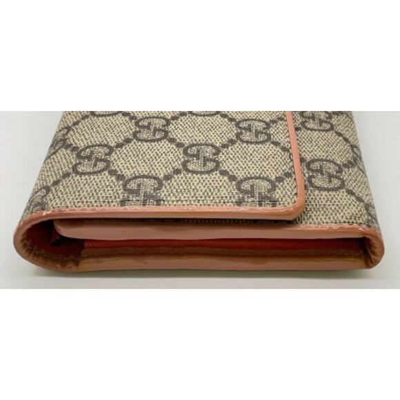 GUCCI GG Supreme Ribbon Beige Pink Orange Long Wallet Converted - Picture 13 of 15